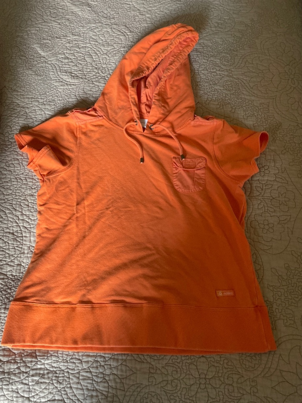 Orange short sleeve hoodie shirt